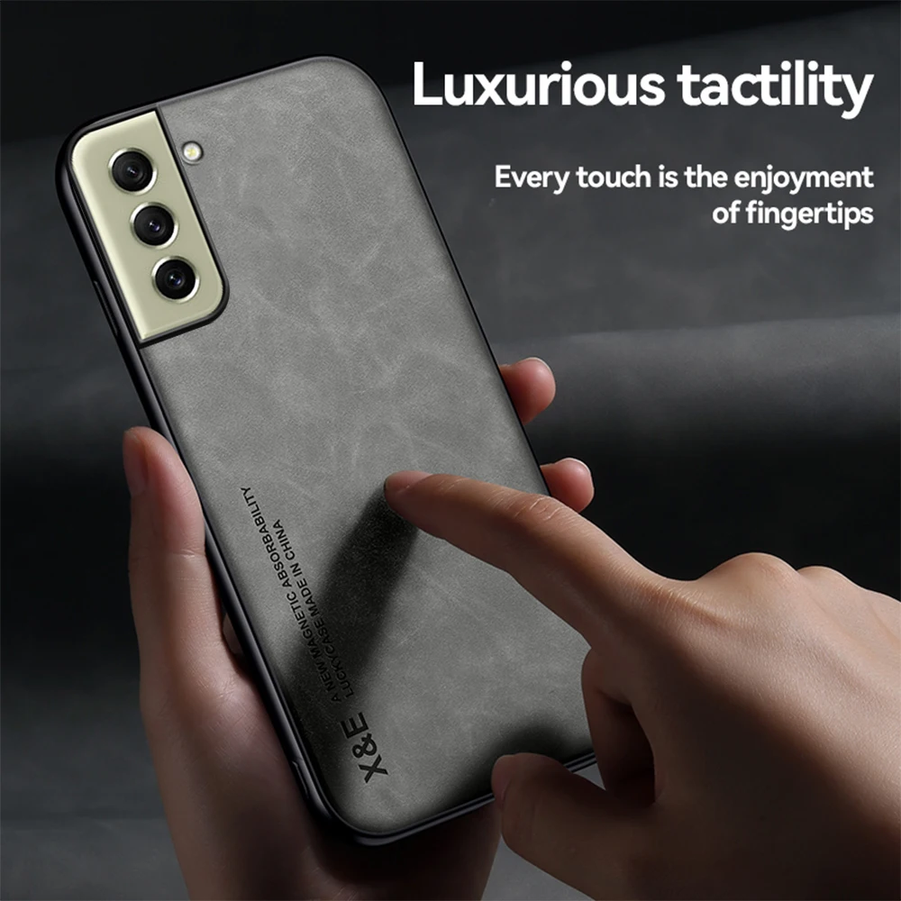 Luxury Lambskin Leather Magnetic Case For Samsung Galaxy S21 FE 5G Silicone Shockproof Cover On Sumsung S 21 FE S21FE S21 Faith 2