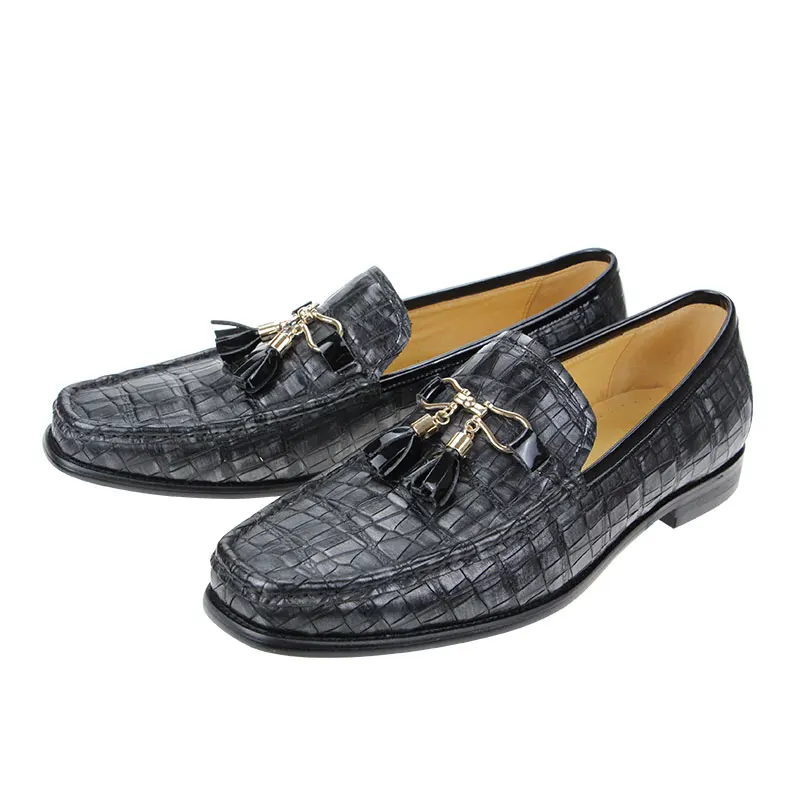 Hand Polished Men Loafers Shoes Classic Crocodile  Printed Genuine Leather Shoes No Slip Luxury Fashion Comfortable MaleFootwear