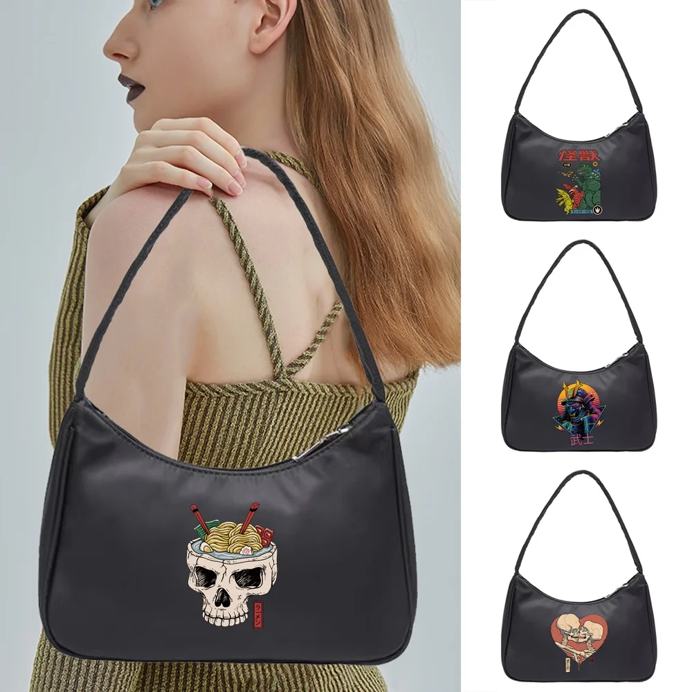 2022 Women's Fashion Japan Print Handbags Retro Shoulder Underarm Bag Female Casual Zipper Shopping Tote Pouch All-match Clutch