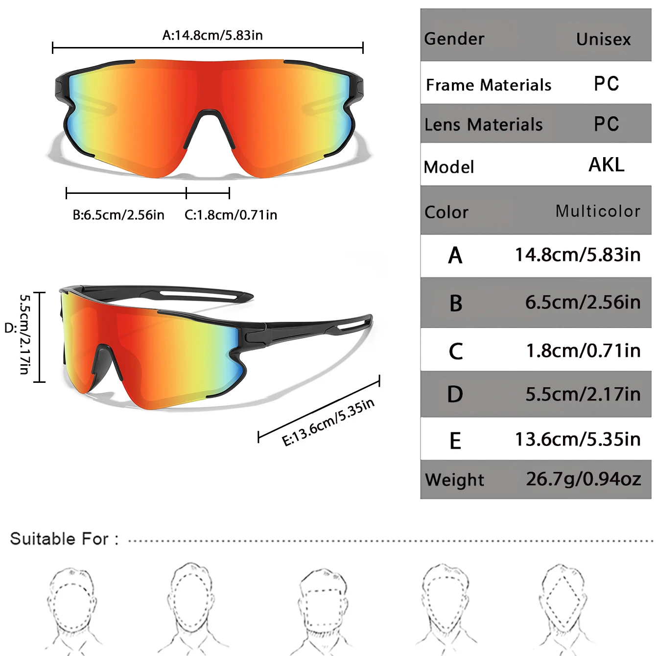 Unisex Cycling Eyewear Windproof Outdoor for Road MTB