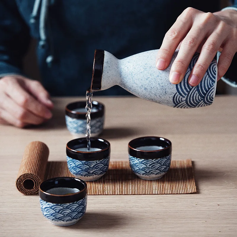 Ceramic sake set Japanese sake set ceramic bar sets (bottle and cup) household wine separator Baijiu cups restaurant wine appliance relocation gift