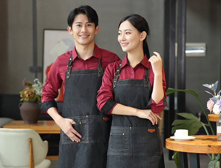C825 Kitchen Aprons for Woman Men Chef Work Aprons Painting Apron Manicure Wear Chef Uniform