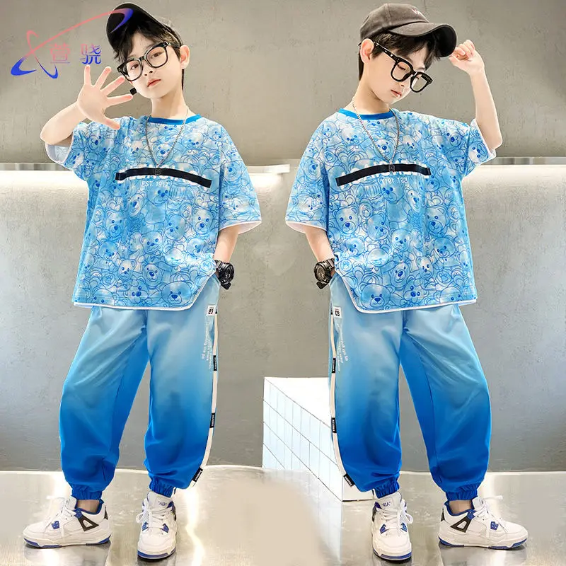 2023 New Boys Summer Clothes Set Casual Sports Summer Suit