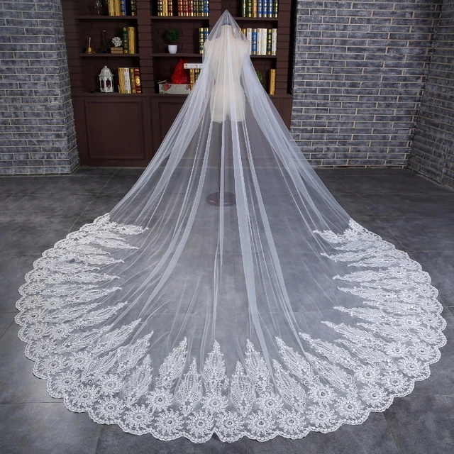 Luxury Cathedral Length Bridal Veils 3m/4m/5m Long Vestido De Noiva Longo Wedding  Veil Ivory Or White Bridal Veil - AliExpress