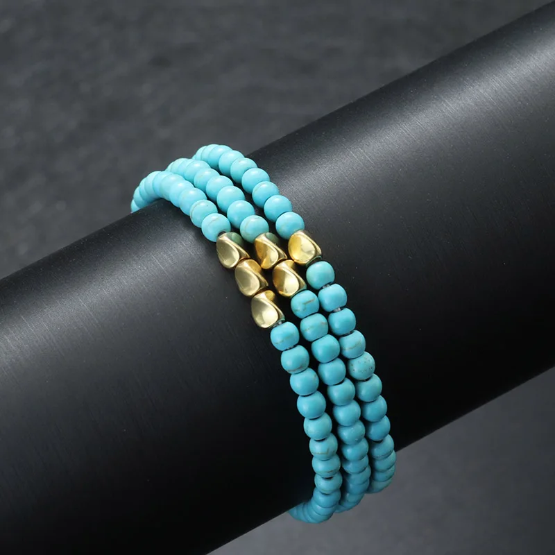 Neue 3 Stück Männer Armband Set 4mm Reis Perle Braclet Homme Natürliche Holz Braslet Unregelmäßigen Kupfer Charme Stein Brazalete pulseira – Detail 14
