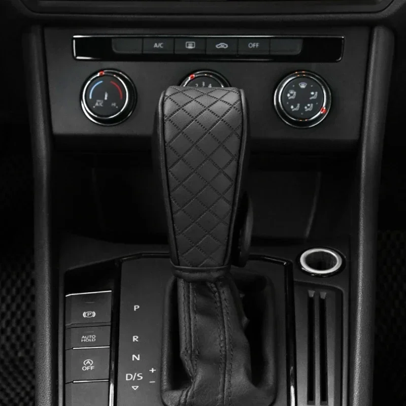 Car Shift Handle Cover PU Leather Non-Slip Wear-resistant Shift Knob Decor Protective Cover Universal Car Interior Accessories car interior accessories gear head cover