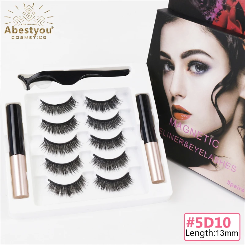 Abestyou 3D 5pairs Soft Natural Effect Magnetic Eyelashes Reutilizables Cils Magnetique Lash Case Eyelash Lifting Kit Bulk Items