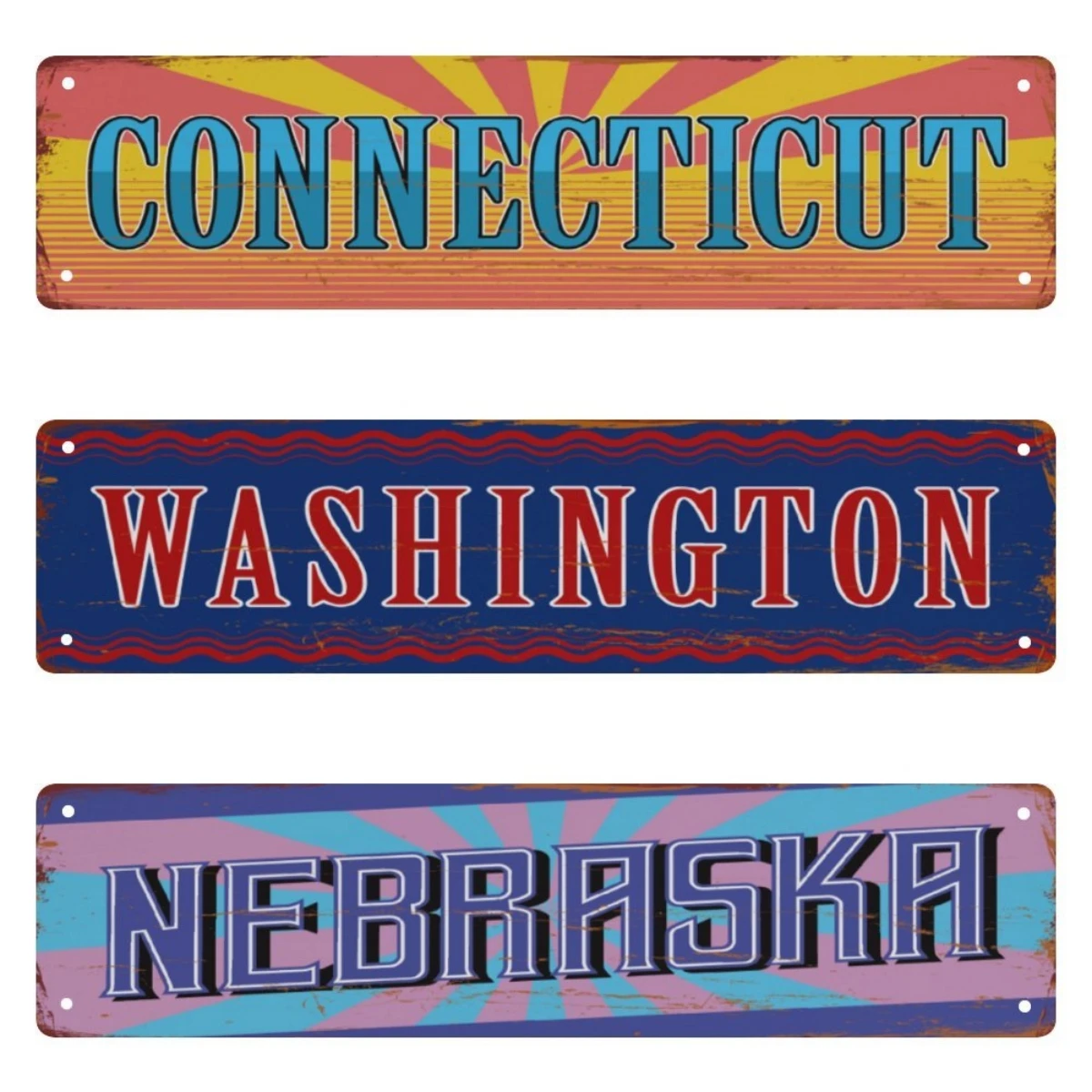 

Metal Signs CONNECTICUT,WASHINGTON,NEBRASKA, Tin Signs Bar Club Cave Home Kitchen Wall Art Decor Funny Signs Decor 16x4 Inch