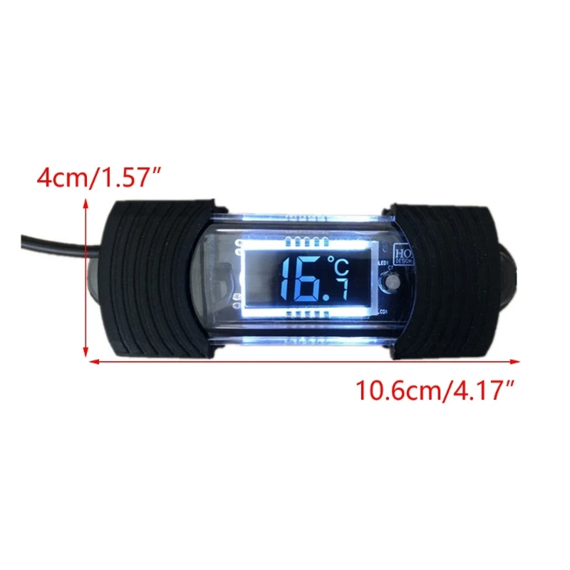 Aquarium thermometer digital waterproof freshwater fish tanks temperature sensor with probe suction cup easy reading