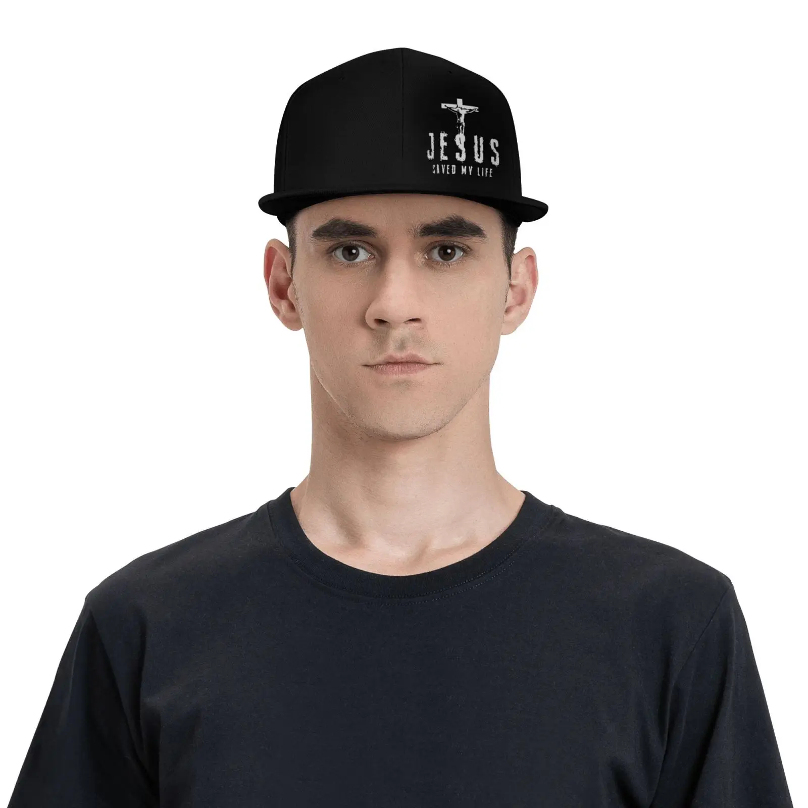 Christian Jesus Saved My Life Cross Snapback Hats for Men Baseball Cap Adjustable Flat Bill Trucker Dad Gift,Husband 6
