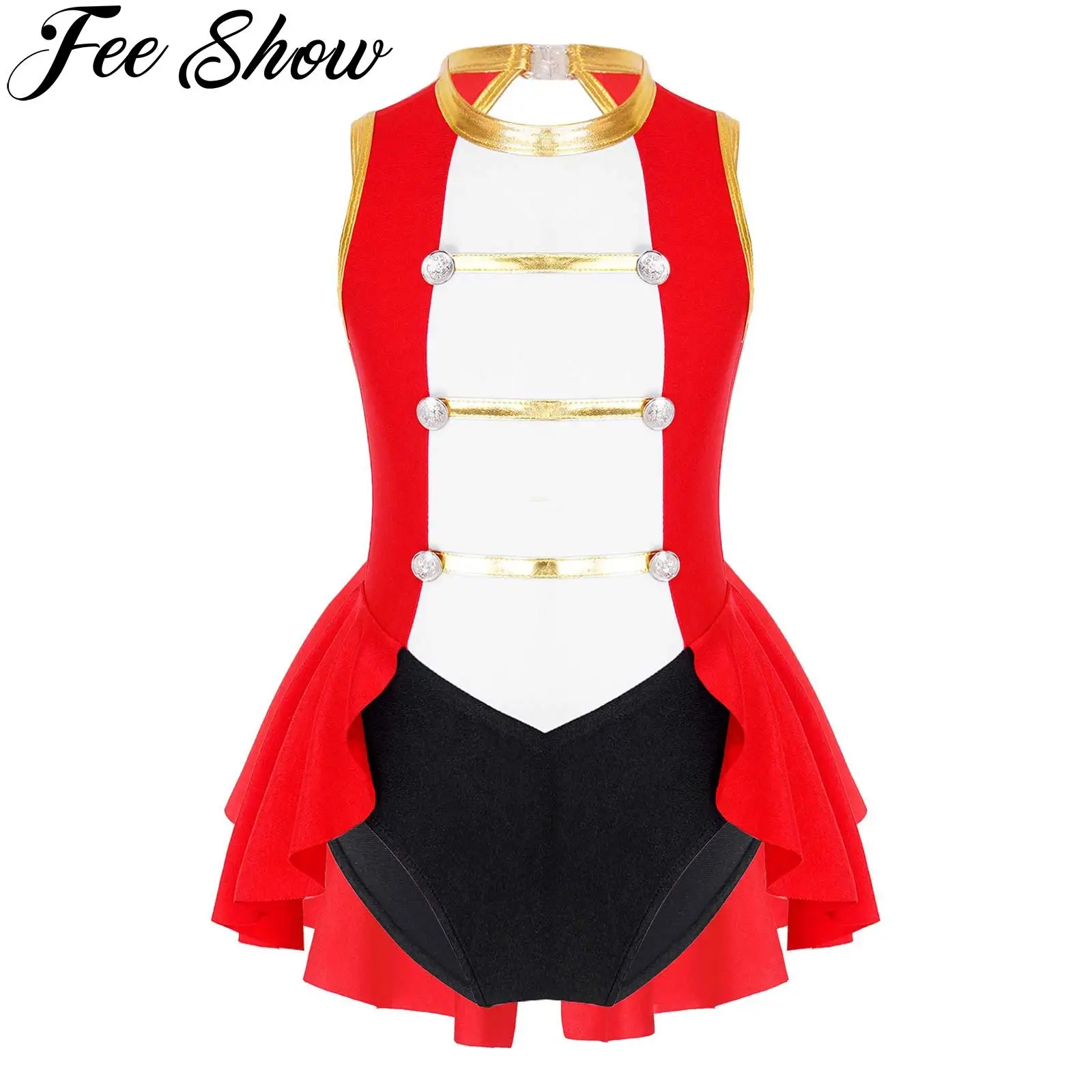 Bambini Ragazze Circus Ringmaster Costumi Cosplay Body Halloween Senza Maniche Body Adorned Carnival Roleplay Party Tuta