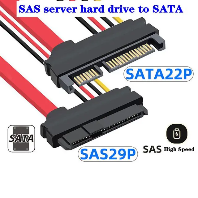SFF-8482 Motherboard SAS 29P Female To SATA 22P Male Cable 7+15PIN 