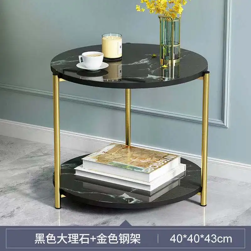 Mesa redonda de té para sala de estar, mesas de centro con textura de mármol, combinación de madera, muebles duraderos, diámetro de 40CM, envío directo