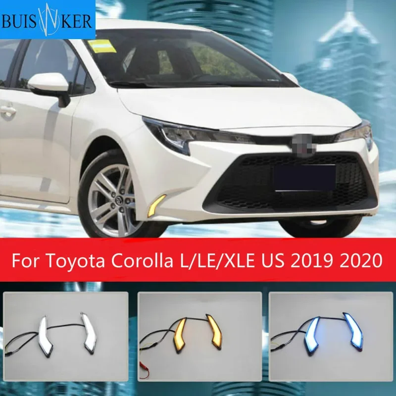 

LED Daytime Running Light For Toyota Corolla L/LE/XLE US 2019 2020 Dynamic Yellow Turn Signal Waterproof ABS 12V Car DRL Lamp