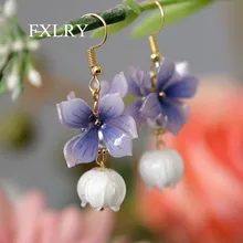  FXLRY Original Handmade Vintage Ziyanghua Lily Of The Valley Tassel Earrings For Women Fashion Jewelry 