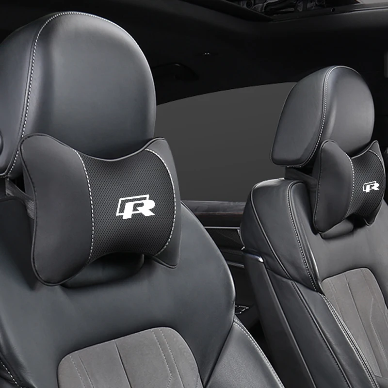 Car Headrest Car Neck Pillow 1Pcs Car Seat Headrest Auto Neck Pillow For Volkswagen R Caddy Golf Passat Tiguan Jetta Beetle Atlas T-ROC T-Cross Phaeton