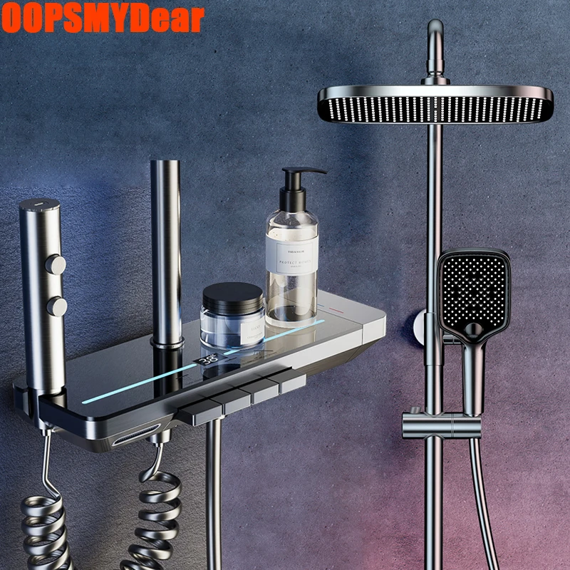 AtmosphereLEDDigitalRainShowerSetBathroomHotColdMixer