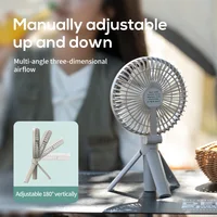 Ventilateur portable rechargeable XIAOTREE avec écran LED numérique 180° ° Ventilateur rechargeable réglable à 4 vitesses, ventilateur de camping sur trépied 5