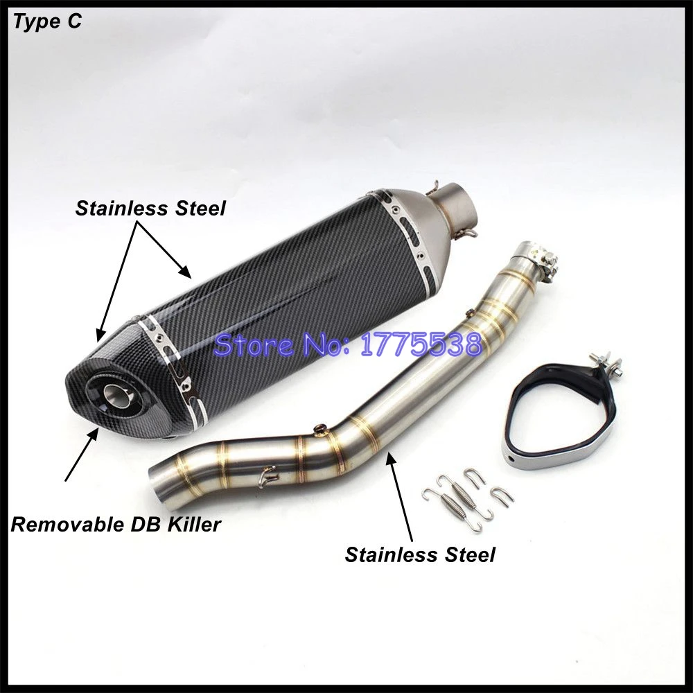 For Suzuki DRZ400 DRZ400S DRZ400SM Motorcycle Exhaust Escape Moto Muffler with Middle Link Pipe Carbon Fiber Motorbike Muffler - Image 4