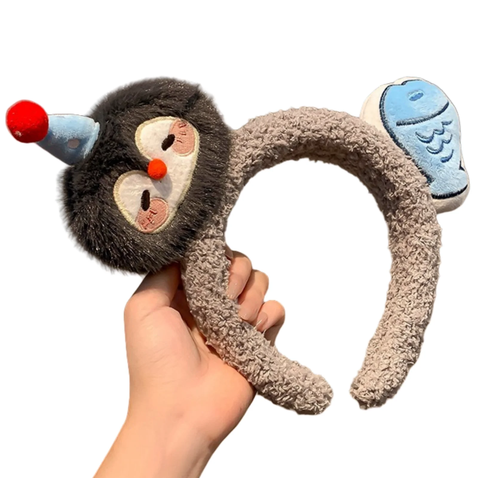 1PC  Cute Plush Headbands-Penguin&Fish Design, Soft Headwear for Women, Ideal for Daily, Party, Cosplay, Kawaii Hair Accessories