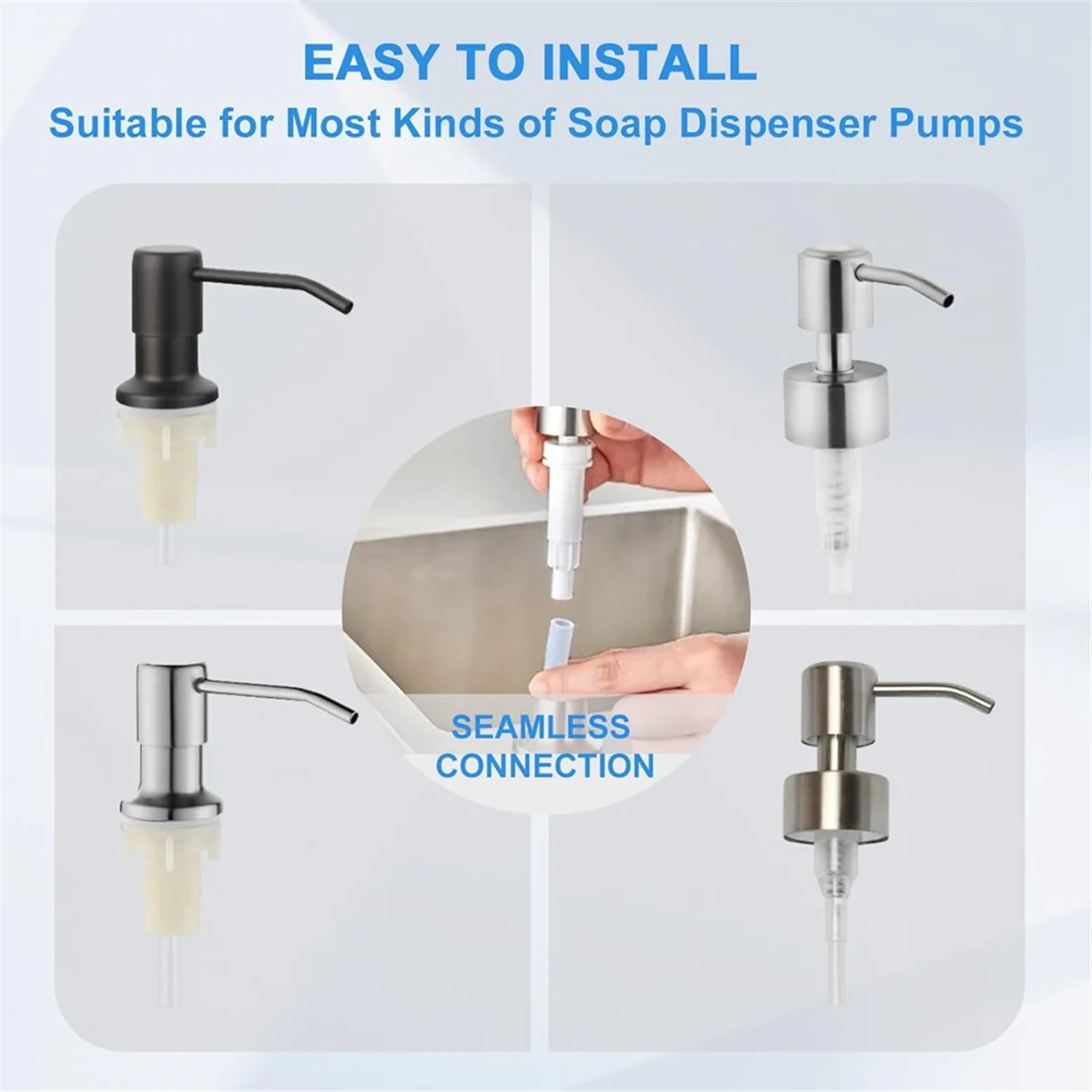 Soap Dispenser Extension Tube Kit for Kitchen Sink, 47Inch Under Sink Soap Dispenser Tube with Upgraded Check Valve 5