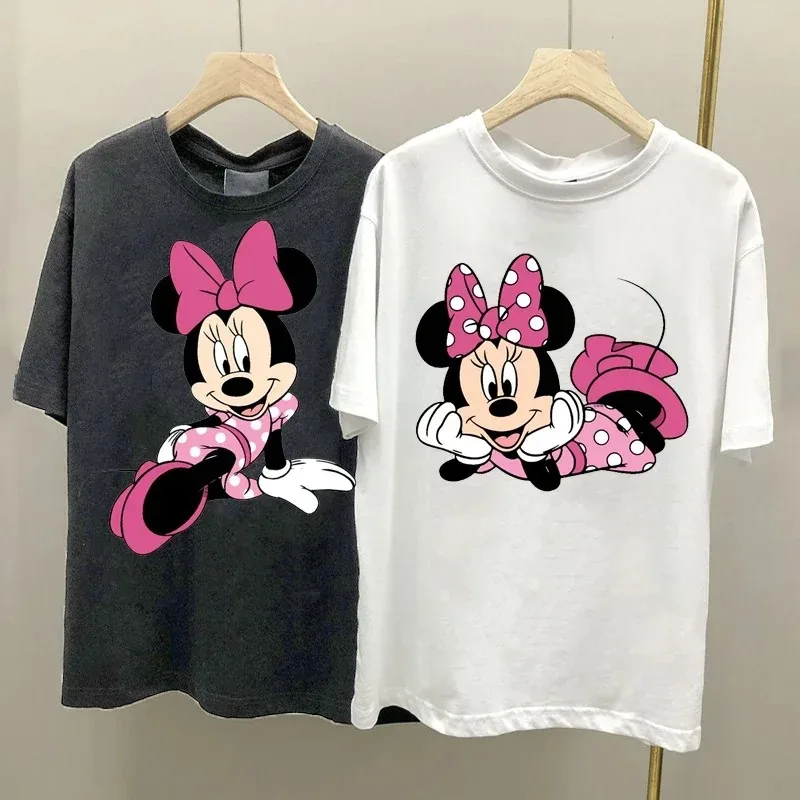 

Disney Summer 90s Women Fashion Cartoon Mickey Minnie Vintage Kawaii Top Female Ulzzang Oversized T-shirt with Short Sleeves Y2k