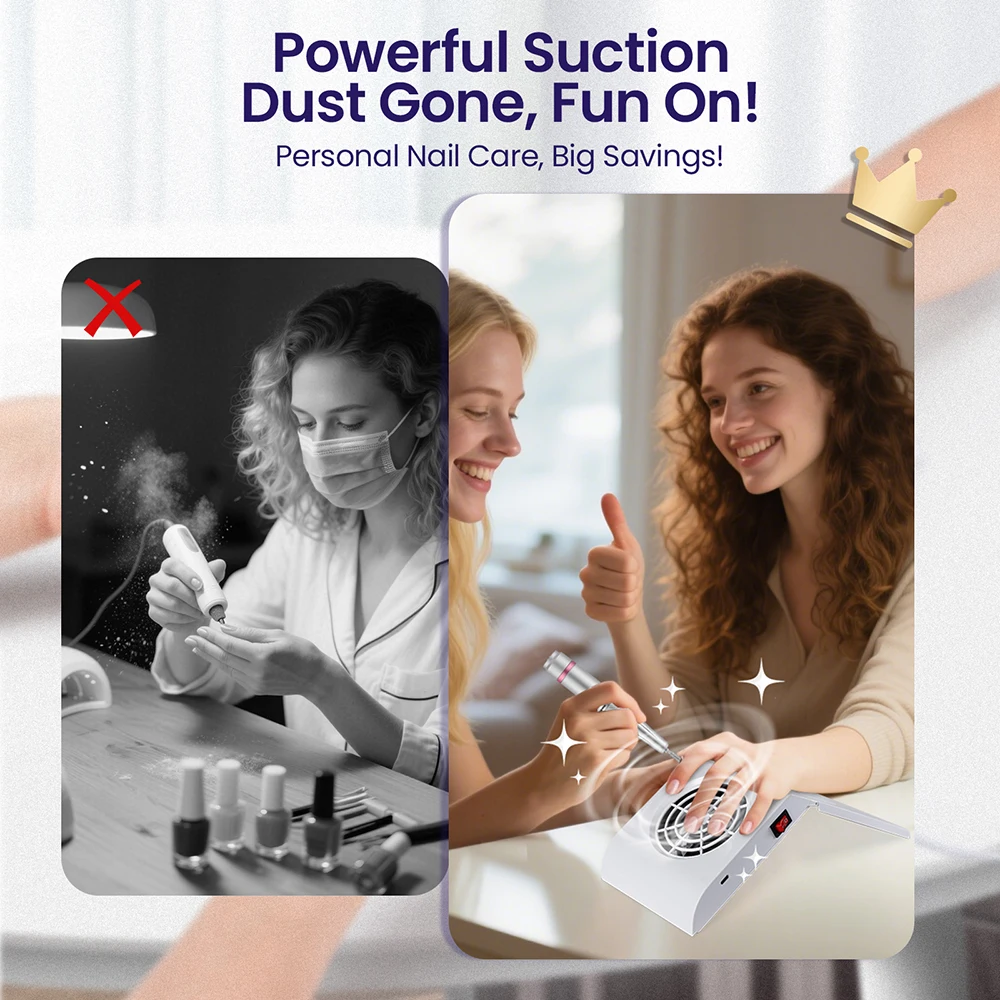 3300RPM Foldable Nail Dust Extractor Nail Dust Collector Fan Vacuum Cleaner Adjustable Angle Nail Art Manicure Machine