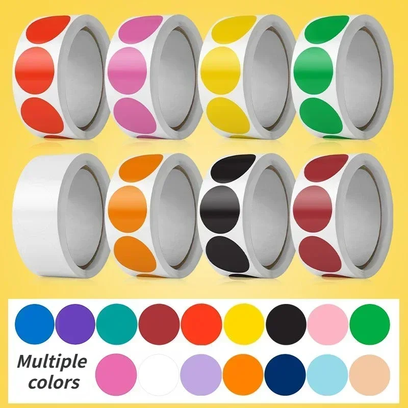 Decorative Labels Stickers Decorative Stickers Adhesive Stickers Self Adhesive Stickers Paper Stickers 100/500pcs Round laser golden glossy Labels decor sticker Color Code Dot Labels Yellow Black package Sealing scrapbook stickers