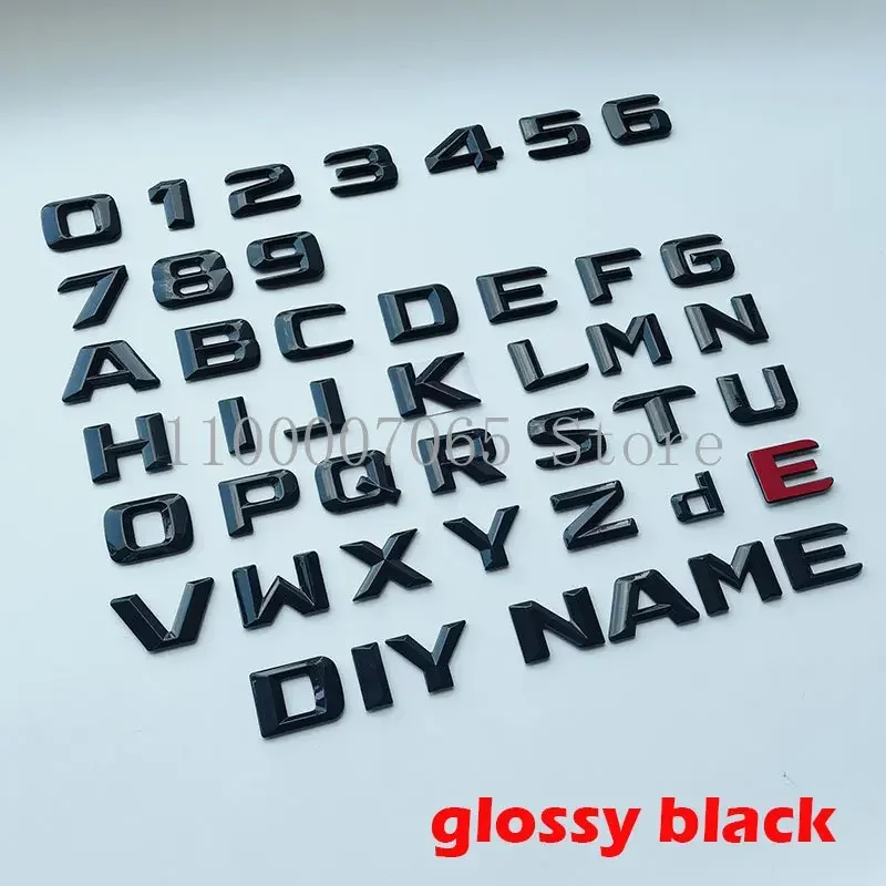 Car Emblem Car Logo 2.3cm DIY 2015 Sharp Letters Numbers 0-9 A-Z ABS Emblem A200 C300 for Mercedes Benz Full Series Car Trunk Nameplate Logo Sticker