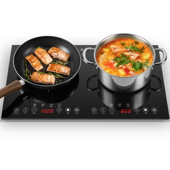 Induction Cooktop24/36 inch 1800/10800W 2/5 Burner Induction Cooktop Touch Control in Black 8/9 Power Level 1