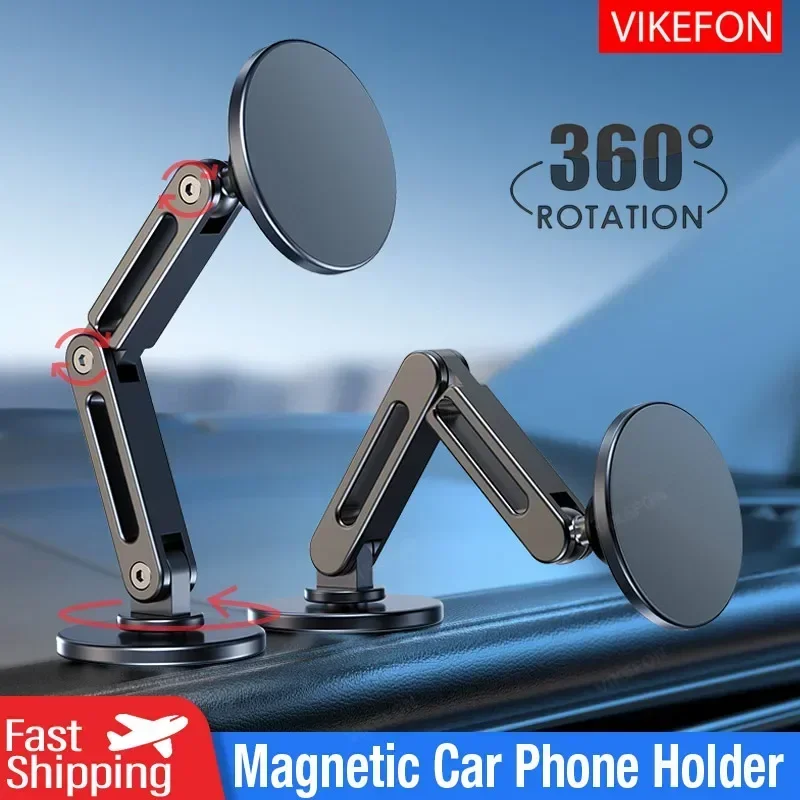 Faltbare Universal Auto Magnetische Halter Dashboard Legierung Magnetische Auto Halterung Smartphone Mobile Halterung Für iPhone15 Samsung Xiaomi