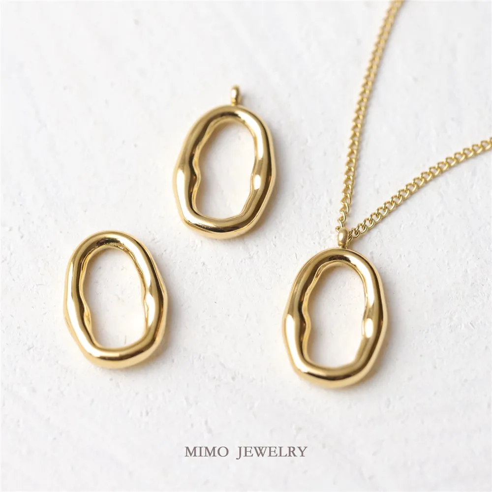

Color preservation titanium steel 18K gold plated irregular oval ring pendant INS Wind sweater chain DIY accessory