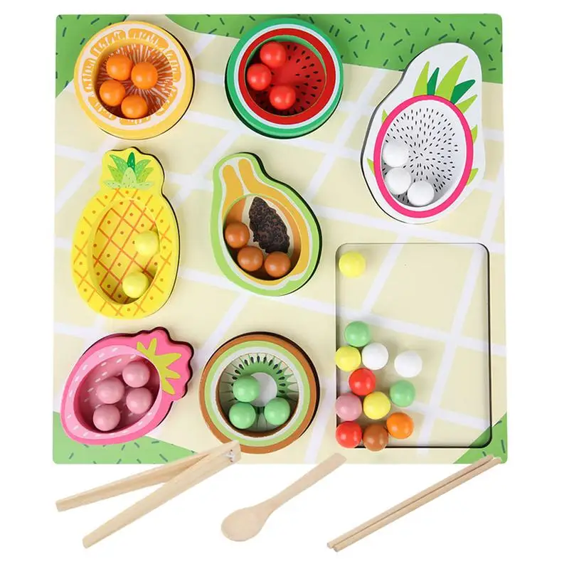 

Игрушка для мелкой моторики для малышей, 7 фруктов, обучающие игрушки для сортировки, Деревянные Игрушки для раннего обучения с сумкой для хранения на день рождения