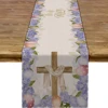 Linen He Is Risen Table Runner Holiday Party Decoration Easter Egg Jesus Ressurrection Cross Kitchen Dining Tbale  Decor 1