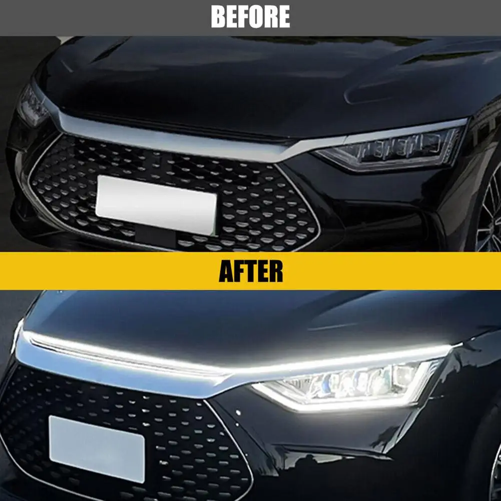 LED Decorative Light Strip For Car Hood Universal Daytime Running Light Warning Lamp Silicone IP67 Waterproof Dustproof Lighr car light strip