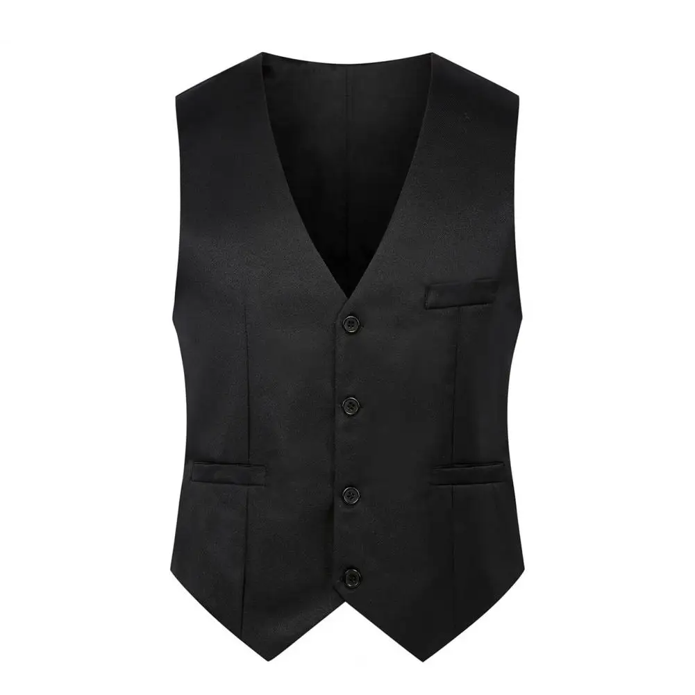 Pure Color Suit Vest Men Waistcoat Single-breasted Slim Business Waistcoat Men V Neck Formal Vest chaleco hombre жилетка мужская 4