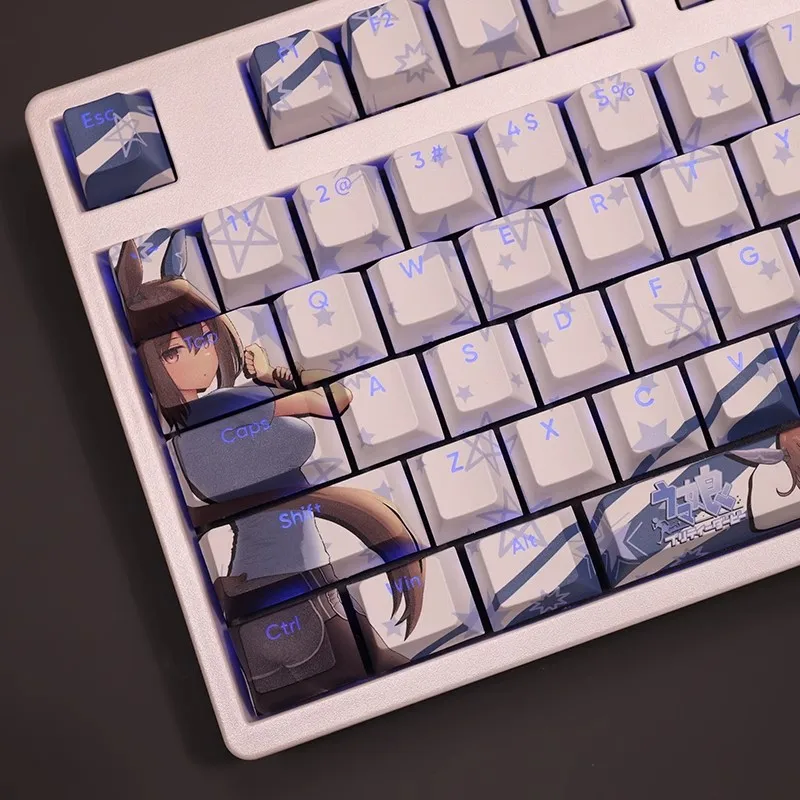 Desenhos Animados Anime Gaming Key Caps Pbt Backlit Keycaps Pretty Derby Admire Vega Ansi 61 87 104 108 Chaves Set - Imagem 3