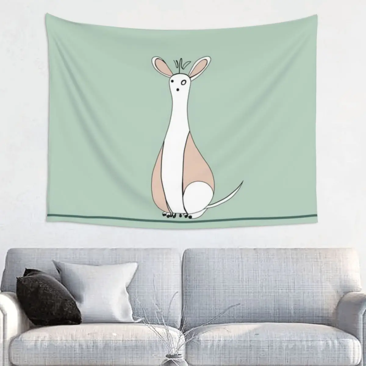 

A Cute Cartoon Dog Sitting On GroundA Tapestry
