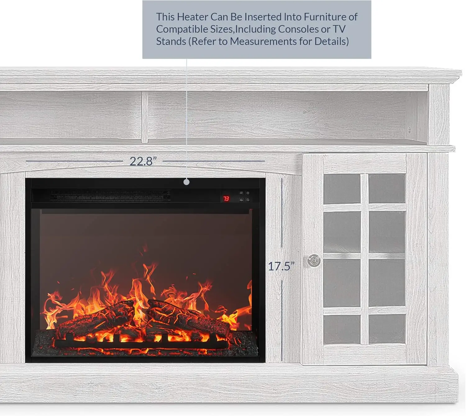 Electric fireplace insert, recessed fireplace heater with remote control, indoor fireplace heater with adjustable brightness 2
