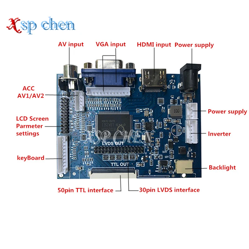 HDMI+VGA 2AV Control Board Kit for LTN140AT02 / LP140WH1 / B140XW01 / LTN140AT07 / HT140WXB 1366X768 LCD LED Screen Driver Board