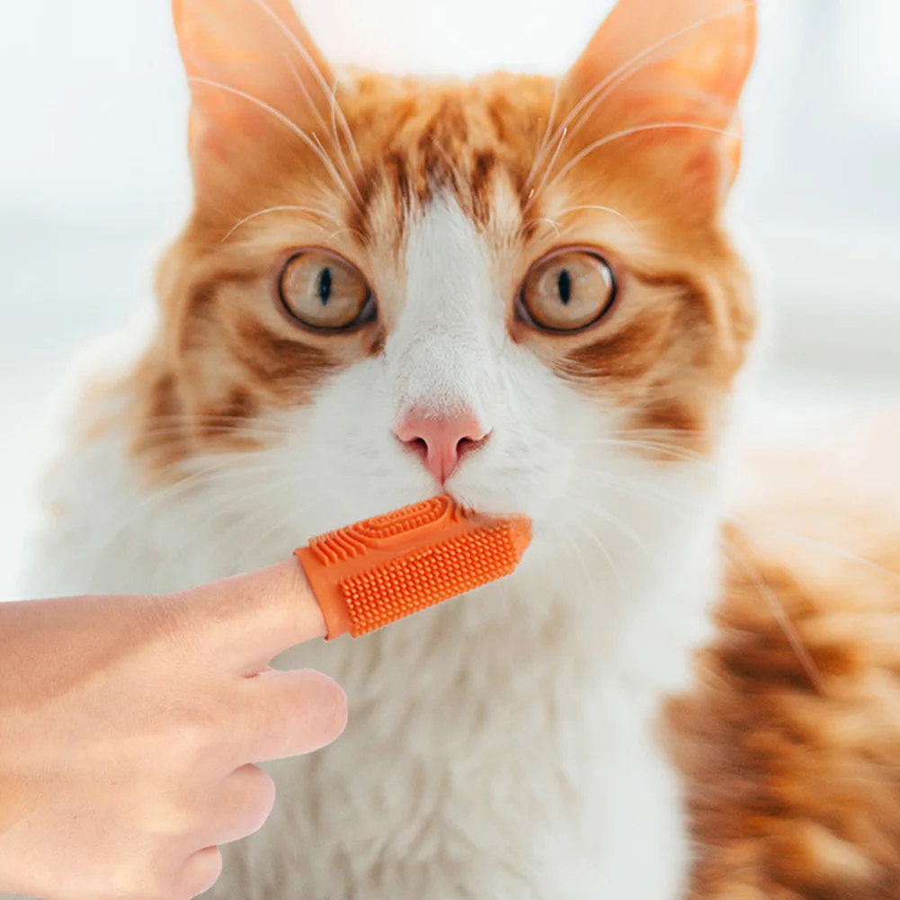 6Pcs Soft Pet Finger Toothbrush with Storage Box Teeth Cleaning Tool Wear Resist Silicone Tooth Brush for Small Dogs Cats