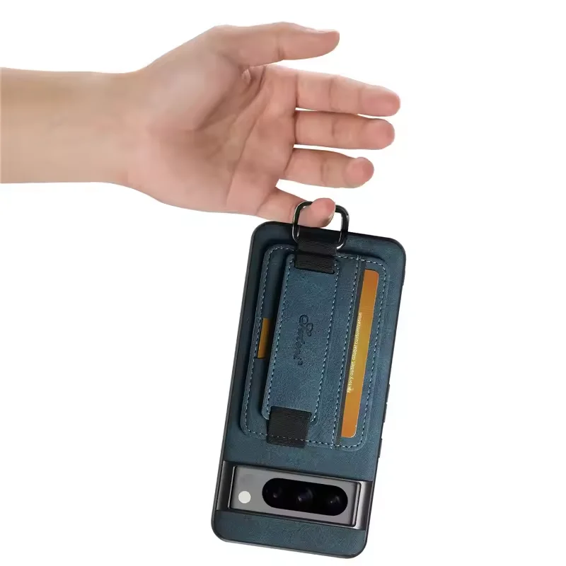 Luxury Business Leather Wallet Case with Wrist Strap and Card Holder