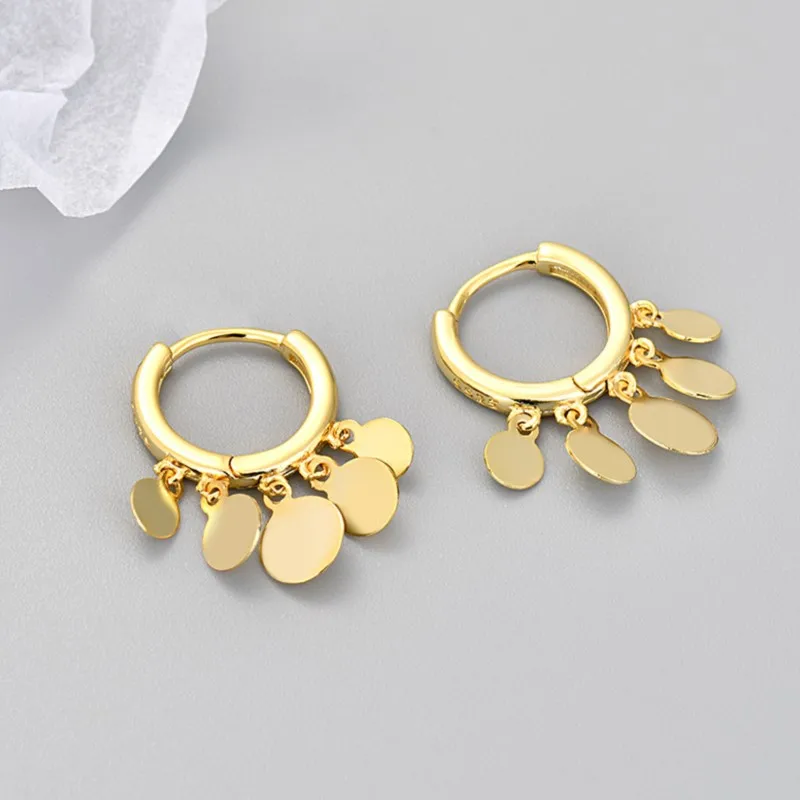 2024 New Fashion Round Charm Tassel Hoop Earring for Women Silver Color Statement Earring Party Jewelry Accessories