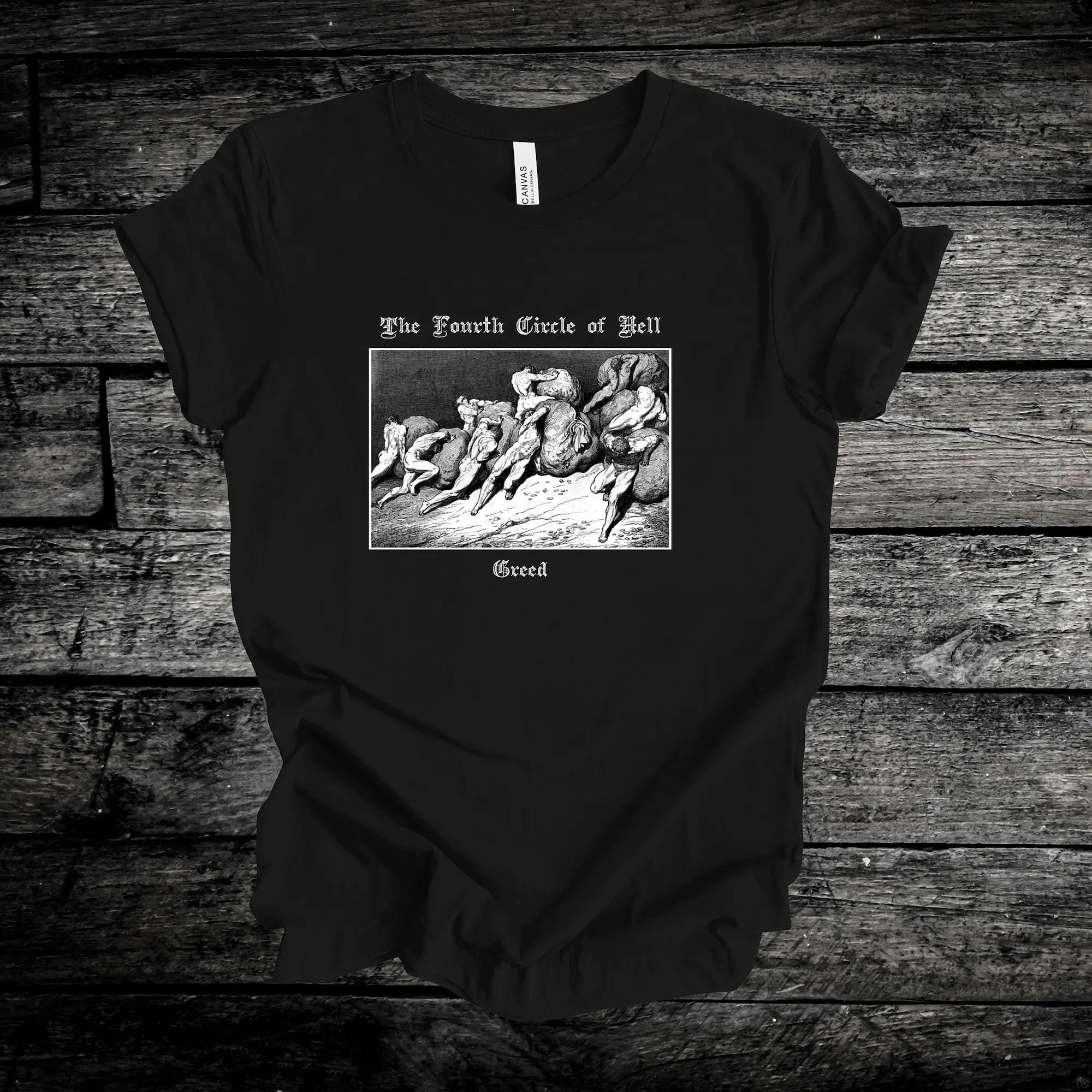 The Quarter Circle Of Hell Dante'S Inferno Divine Comedy T Shirt Gustave Dore Gothic Art Jersey Maniche Lunghe O Corte