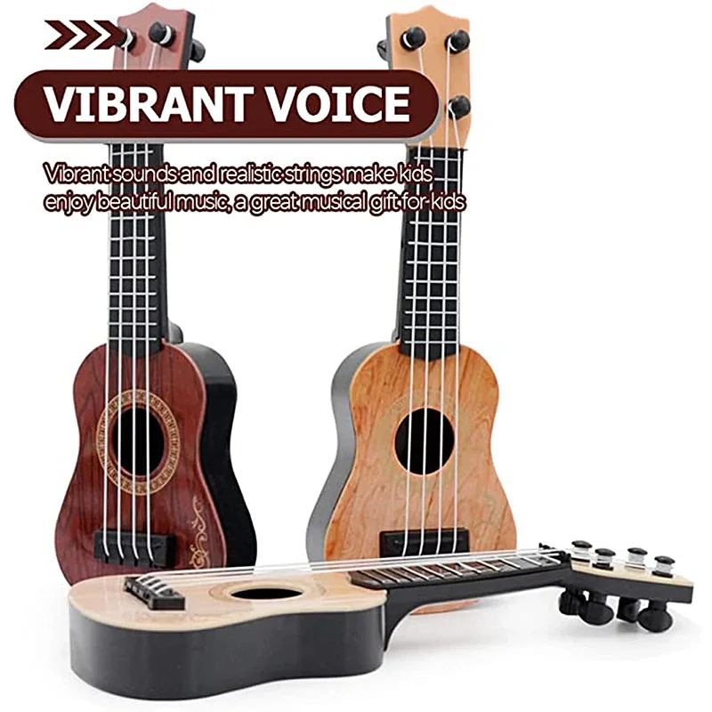 Mini Guitar 4 String Classical Ukulele Guitar Toy Instrument Children Beginners Simulation Playing Early Teaching Small Guitar 4