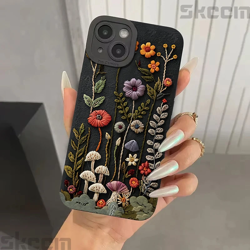Elegant Embossed Floral Pattern Painted Phone Case