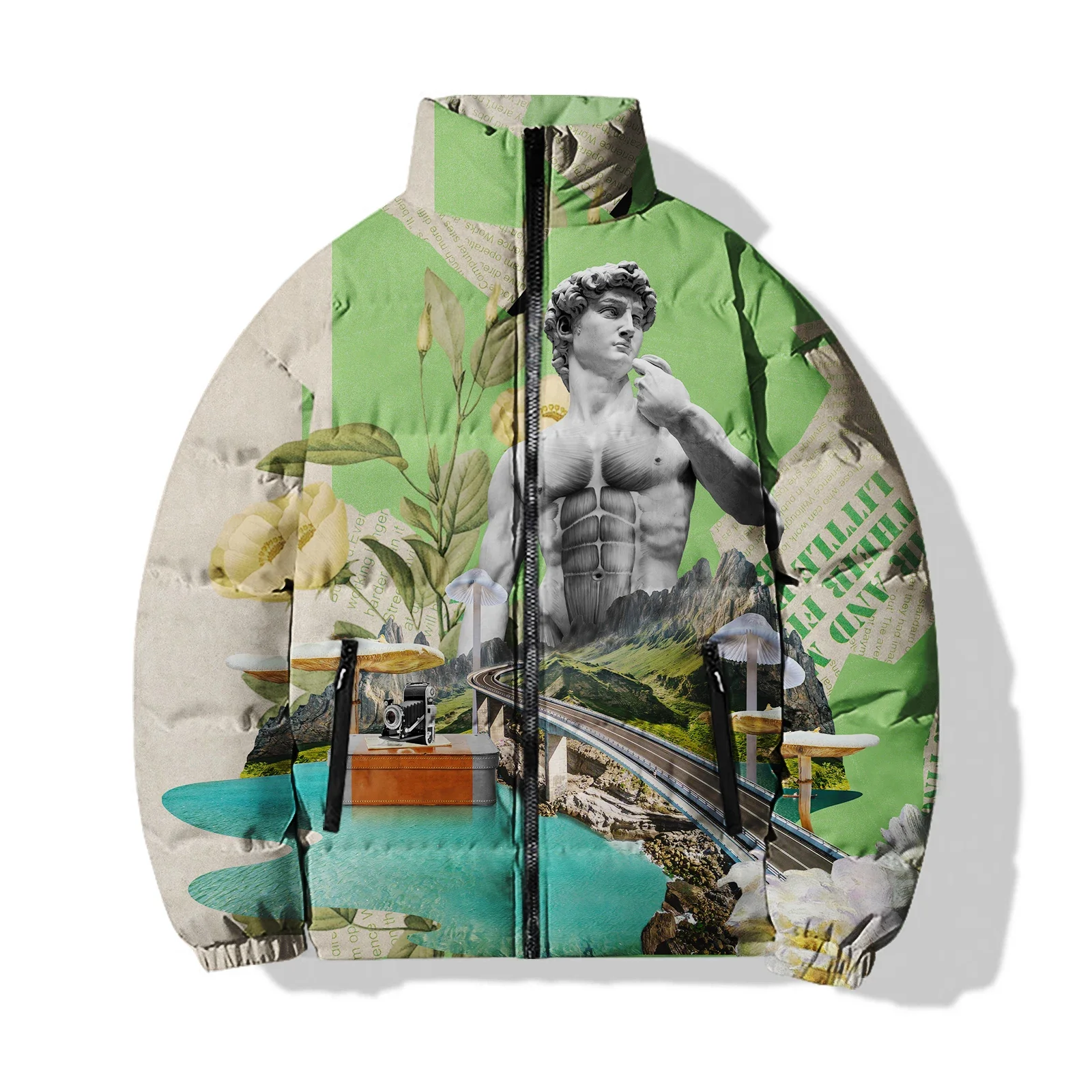 thumbnail image 1 of Chaquetas de moda para hombre, abrigos de invierno para hombre con estampado de esculturas personalizadas, ropa informal y versátil para hombre, parkas y abrigos, 1 of 4