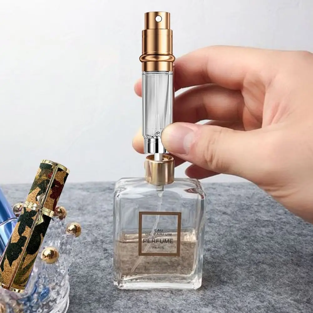 Portable Leather Perfume Bottle 5ml Empty Spray Bottle Bottom Filling Flower Pattern Parfume Atomizer Bottle for Woman