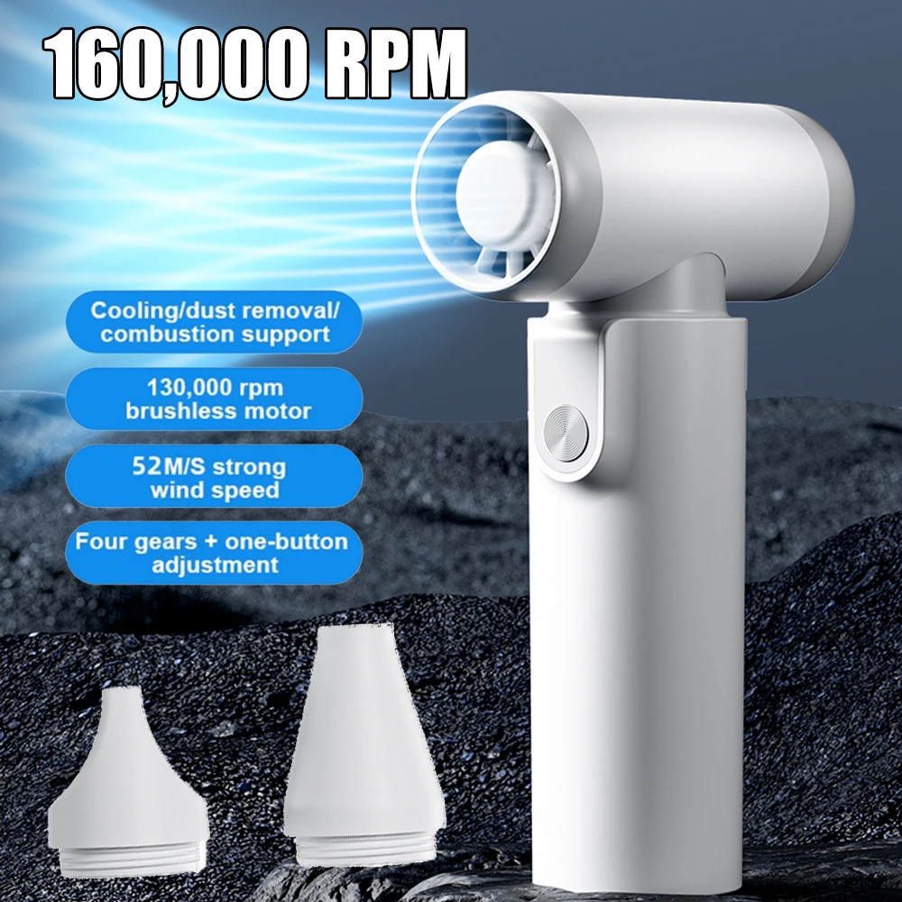 Turbo Blower Fan Mini Turbo Jet Fan Violent Turbofan USB Rechargeable 160000 RPM Brushless Motor 52m/s High Speed Duct Blower