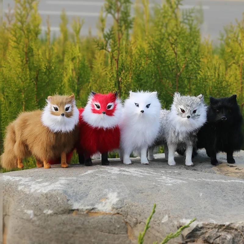

Simulation Fox Model Plastic&furs White Black Red Yellow Fox Home Desk Decoration Craft living room Ornaments Toy Gift d0892